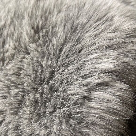 Pandemonium Women's Knit Cropped Grey Cardigan Jacket Size M Faux Fur Collar - Picture 8 of 10